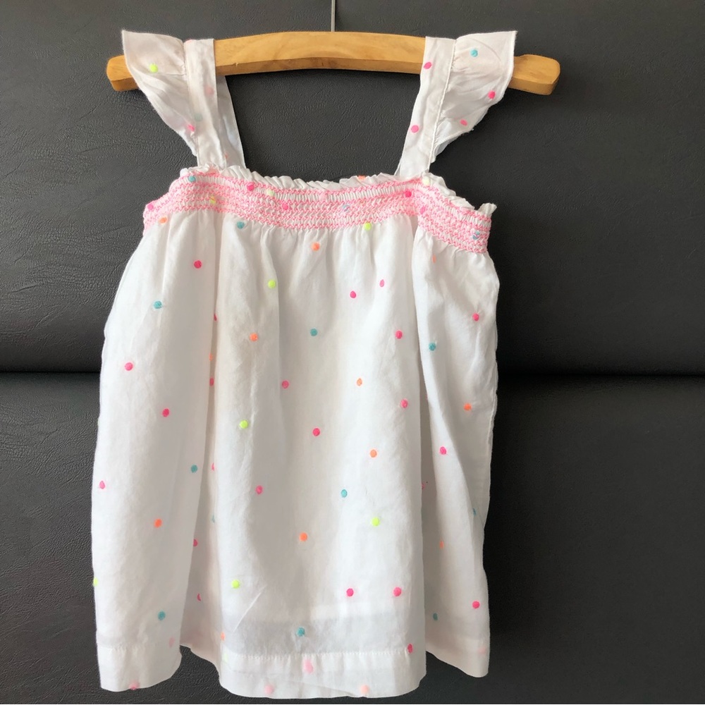 Baby GAP TOP Size 5T 🤍White with Neon Dots 💙💜💛💚🧡💗